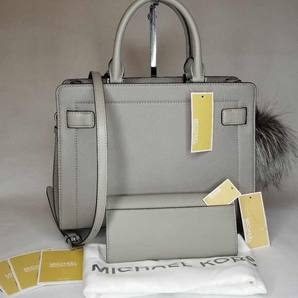 Michael Kors SET 3P Designer PURSE BAG WALLET POM - Picture 9 of 12